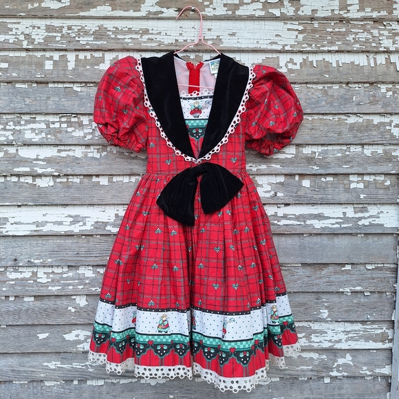 Vintage Daisy Kingdom Factory Made Red Plaid Christmas Holiday Dress Size 4 - Picture 1 of 6